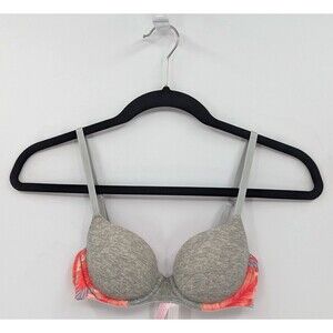 Victoria's Secret PINK Bra Women's 32A Heather Gray Colorblock Lightly Lined